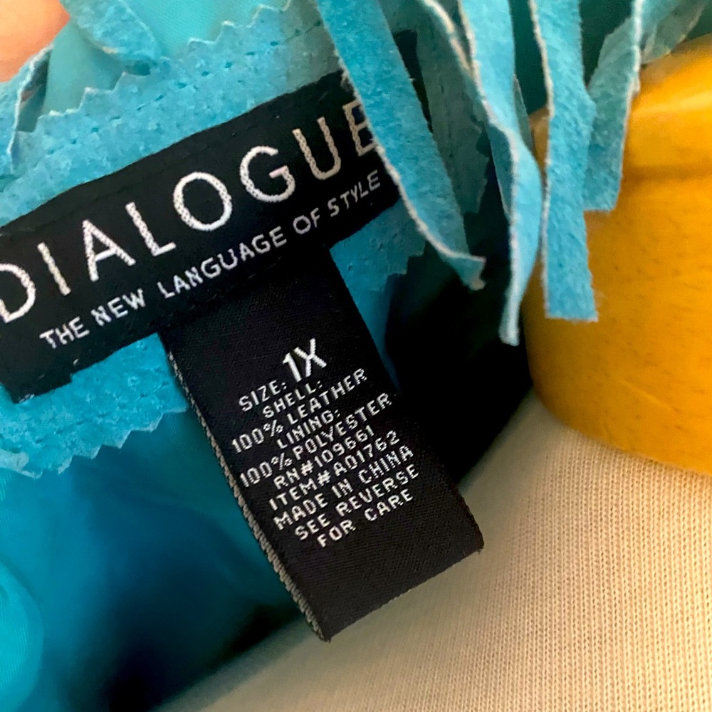 Vintage Dialogue teal blue leather/ polyester jacket